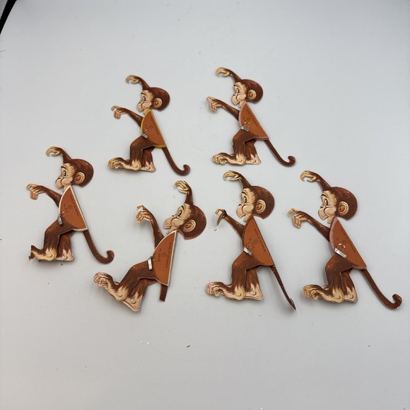 Other - Vintage Lot Paper Monkey Honeycomb Decorations Lot Of 6 Made‎ In Denmark 6" Tall